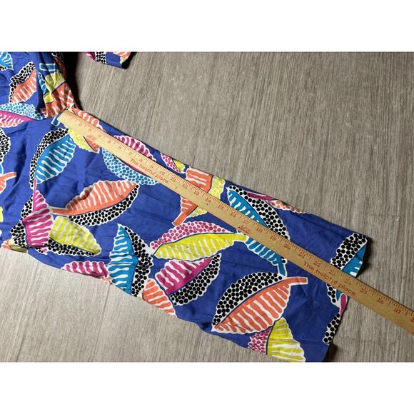 Vintage 80s Jeanne Marc Jumpsuit 4/5 P XS/S Cotton Knit Fall Leaves Pockets - Picture 7 of 10